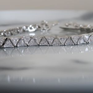 Cubic zirconia stone sterling silver tenni…